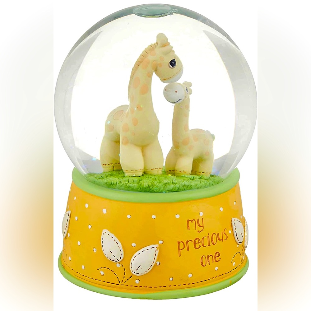 Precious Moments Resin/Glass Precious One Giraffe Musical Snow Globe, Yellow